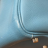 エルメス HERMES リンディ30 ▢K刻 ブルー トリヨン レディース ショルダーバッグ