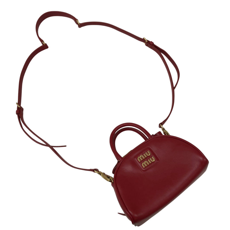 ミュウミュウ miu miu ミニボストンバッグ 5BP085 レッド ゴールド金具