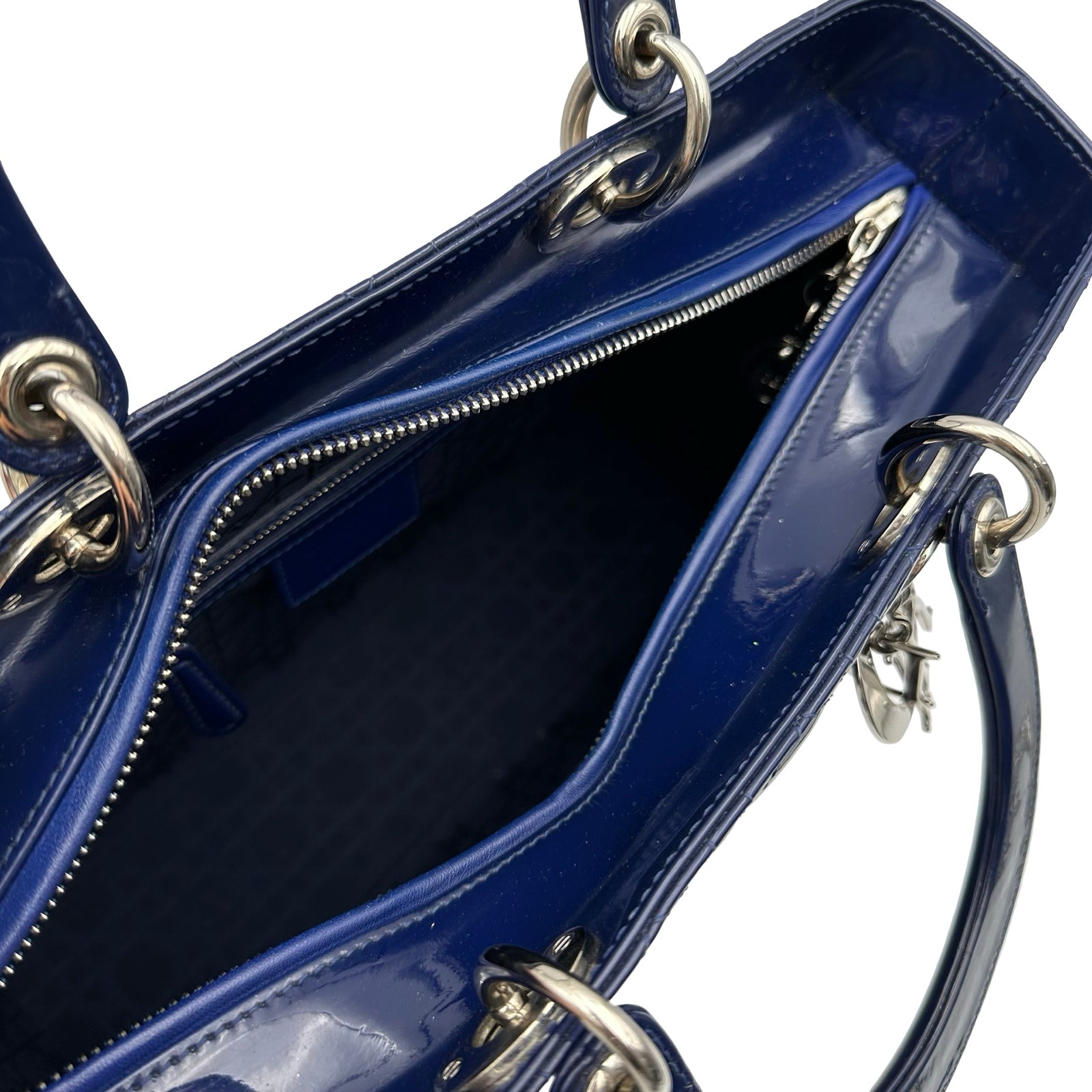 クリスチャン・ディオール Christian Dior レディディオール ラージ ネイビー シルバー金具 カナージュパテントレザー レディース ショルダーバッグ クリスチャン・ディオール Christian Dior レディディオール ラージ