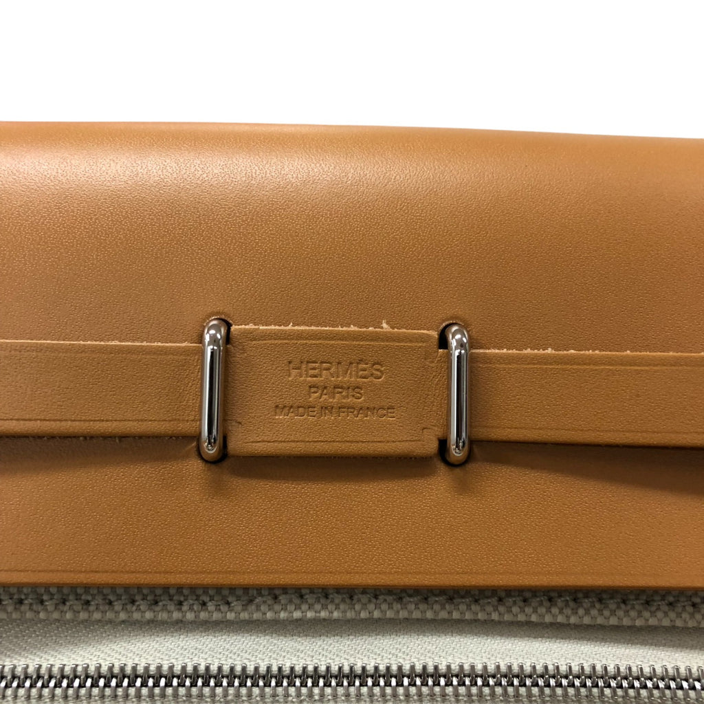 エルメス HERMES エールバッグジップミニ K刻印 ベージュ・ナチュラル シルバー金具 トワル/ヴァッシュハンター レディース ショルダーバッグ エルメス HERMES エールバッグジップミニ K刻印 ベージュ・ナチュラル