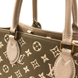 ルイ・ヴィトン LOUIS VUITTON オンザゴーMM M46060 カーキ モノグラム・アンプラントレザー レディース トートバッグ