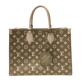 ルイ・ヴィトン LOUIS VUITTON オンザゴーMM M46060 カーキ モノグラム・アンプラントレザー レディース トートバッグ