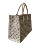 ルイ・ヴィトン LOUIS VUITTON オンザゴーMM M46060 カーキ モノグラム・アンプラントレザー レディース トートバッグ