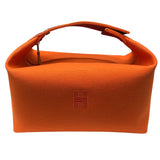エルメス HERMES ブリッドアブラックGM オレンジ シルバー金具 トワル レディース ハンドバッグ