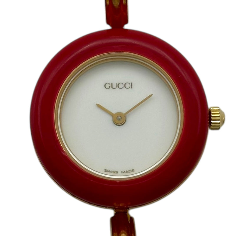 GUCCI チェンジベゼル 11色 純正箱付き　レディース腕時計 ヴィンテージ グッチ GUCCI チェンジベゼル 11/12.2 ホワイト メッキ クオーツ