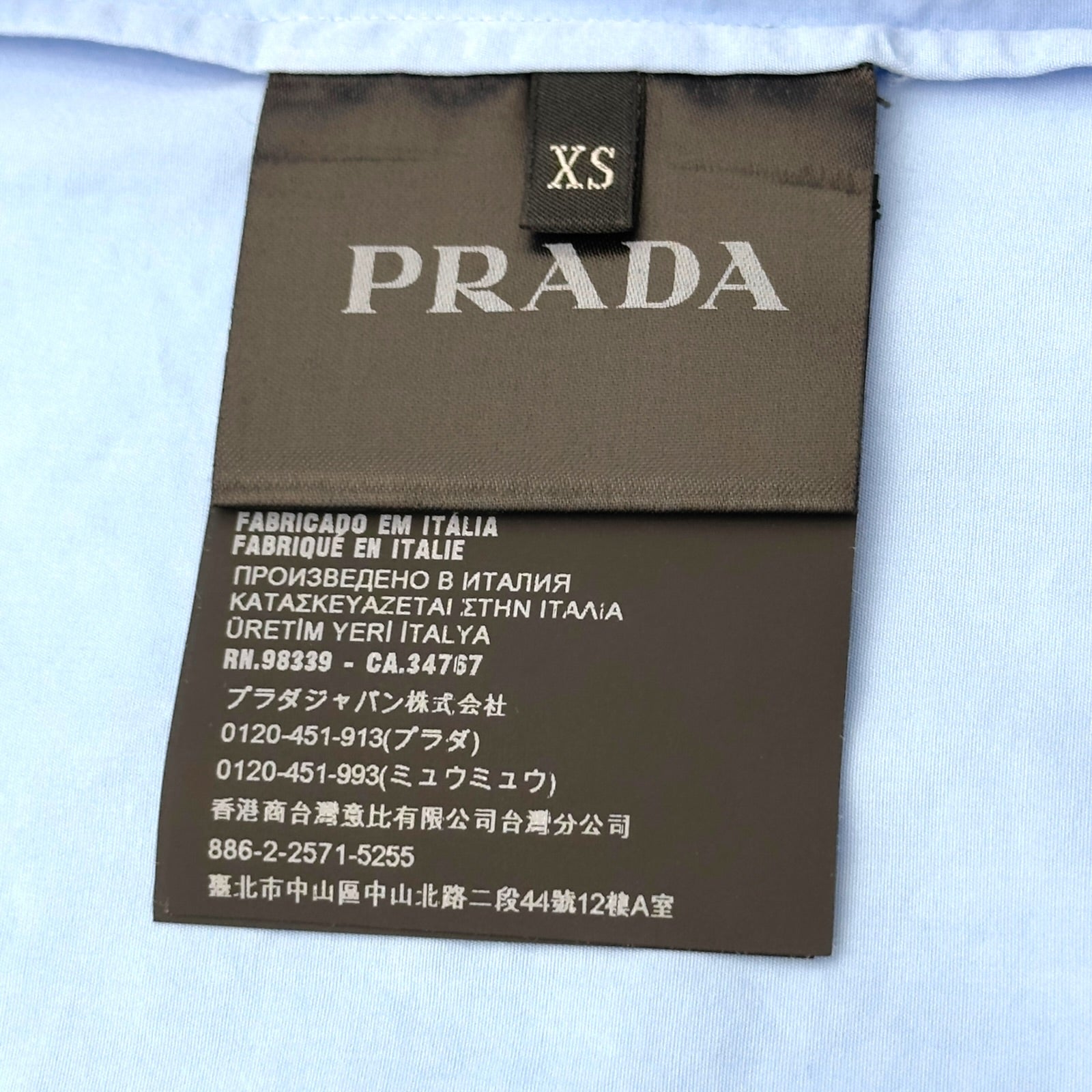 プラダ PRADA ロゴパッチドレスシャツ SC541 ブルー コットン メンズ