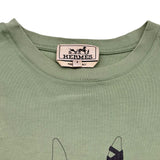 エルメス HERMES プリントTシャツ グリーン コットン メンズ 半袖Ｔシャツ