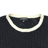シャネル CHANEL ココマークプレート付リブニットシャツ P72076 ブラック コットン レディース セーター