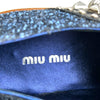 ミュウミュウ miu miu スタッズ装飾グリッタードレスシューズ ブルー レディース ローファー