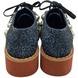 ミュウミュウ miu miu スタッズ装飾グリッタードレスシューズ ブルー レディース ローファー
