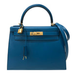 エルメス HERMES ケリー28 C刻 ブルーイズミール ゴールド金具 タデラクト レディース ショルダーバッグ