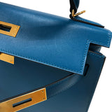 エルメス HERMES ケリー28 C刻 ブルーイズミール ゴールド金具 タデラクト レディース ショルダーバッグ