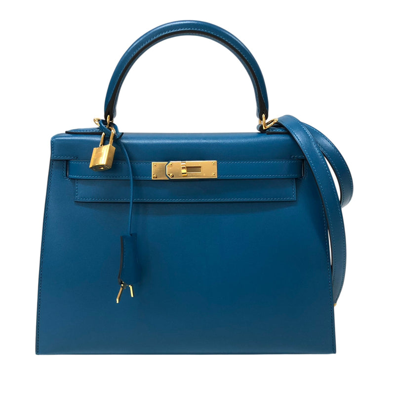 エルメス　HERMES　空箱（ケリー28） エルメス HERMES ケリー28 C刻 ブルーイズミール ゴールド金具