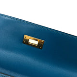 エルメス HERMES ケリー28 C刻 ブルーイズミール ゴールド金具 タデラクト レディース ショルダーバッグ