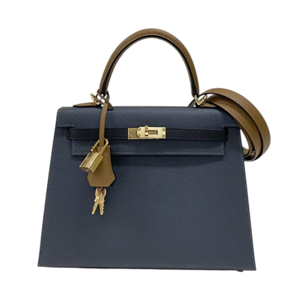エルメス HERMES ケリー25 トリコロール 外縫い W刻 グリミスティ