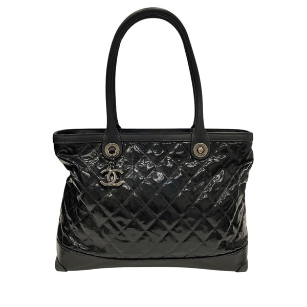 シャネル　マトラッセ　復刻トート　ハンドバッグ　パテントレザー　黒　シルバー金具 シャネル CHANEL マトラッセトートバッグ ブラックシルバー金具