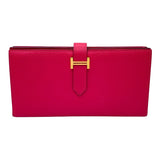 エルメス HERMES ベアンスフレ D刻 ローズエクストリーム ゴールド金具 エプソン レディース 長財布