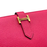 エルメス HERMES ベアンスフレ D刻 ローズエクストリーム ゴールド金具 エプソン レディース 長財布