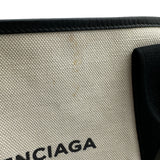 バレンシアガ BALENCIAGA ネイビーカバスS 339933 アイボリー/ブラック キャンバス レディース ハンドバッグ
