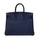 エルメス HERMES バーキン25 W刻 ブルーニュイ シルバー金具 トゴ レディース ハンドバッグ