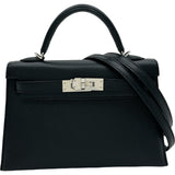 エルメス HERMES ミニケリー2 W刻印 ブラック シルバー金具 エプソン レディース ショルダーバッグ