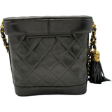 シャネル CHANEL ココマークフリンジチェーンショルダー 1番台 メタリックグレー ゴールド金具 ラム レディース ショルダーバッグ