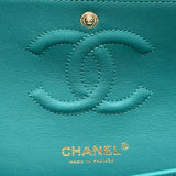 シャネル CHANEL Vステッチ チェーンショルダー A01166 23番台 ターコイズ ゴールド金具 ラム レディース ショルダーバッグ