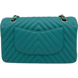 シャネル CHANEL Vステッチ チェーンショルダー A01166 23番台 ターコイズ ゴールド金具 ラム レディース ショルダーバッグ