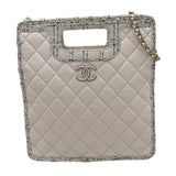 シャネル CHANEL マトラッセ 2WAY ショッピングバッグ 29番台 ホワイト ゴールド金具 カーフ/ツイード レディース ショルダーバッグ