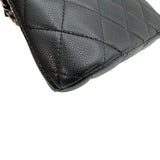 シャネル CHANEL マトラッセ ミニチェーンポーチ AP4000 ブラック ゴールド金具 キャビアスキン レディース ポーチ