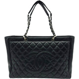 シャネル CHANEL ココマーク チェーントートバッグ 13番台 ブラック シルバー金具 キャビア レディース トートバッグ