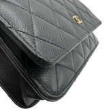 シャネル CHANEL マトラッセ チェーンウォレット AP0250 ブラック ゴールド金具 キャビアスキン レディース ウォレットチェーン