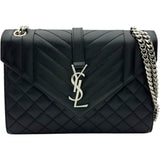 サンローラン SAINT LAURENT エンヴェロップ ミディアム 600185 ブラック シルバー金具 キャビア レディース ショルダーバッグ