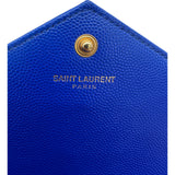 サンローラン SAINT LAURENT カサンドラ エンベロープ チェーンウォレット 393953 ブルー グレインカーフ レディース ウォレットチェーン