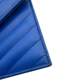 サンローラン SAINT LAURENT カサンドラ エンベロープ チェーンウォレット 393953 ブルー グレインカーフ レディース ウォレットチェーン