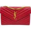 サンローラン SAINT LAURENT カサンドラ クラシック チェーンウォレット 377828 レッド グレインカーフ レディース ウォレットチェーン