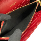 サンローラン SAINT LAURENT カサンドラ クラシック チェーンウォレット 377828 レッド グレインカーフ レディース ウォレットチェーン