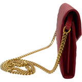 サンローラン SAINT LAURENT カサンドラ クラシック チェーンウォレット 377828 レッド グレインカーフ レディース ウォレットチェーン