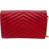 サンローラン SAINT LAURENT カサンドラ クラシック チェーンウォレット 377828 レッド グレインカーフ レディース ウォレットチェーン