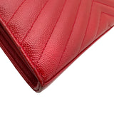 サンローラン SAINT LAURENT カサンドラ クラシック チェーンウォレット 377828 レッド グレインカーフ レディース ウォレットチェーン