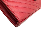 サンローラン SAINT LAURENT カサンドラ クラシック チェーンウォレット 377828 レッド グレインカーフ レディース ウォレットチェーン