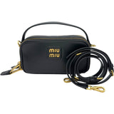 ミュウミュウ miu miu 2WAY ハンドバッグ 5BH229 ブラック×ゴールド金具 レザー レディース ハンドバッグ