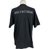 バレンシアガ BALENCIAGA ラインストーンロゴ半袖Tシャツ 641655 ブラック コットン メンズ 半袖シャツ