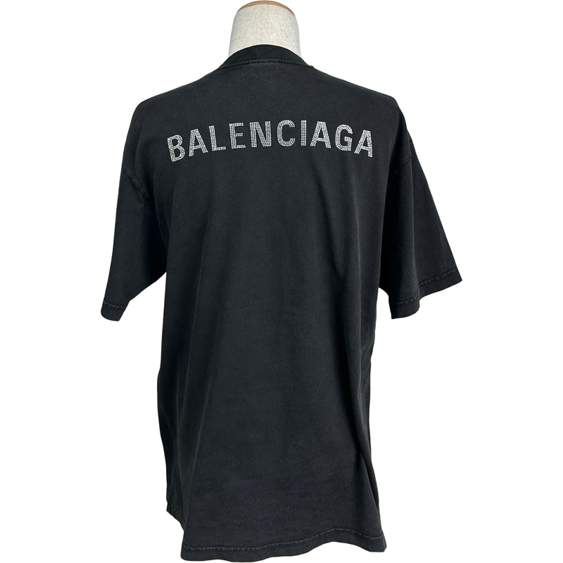 バレンシアガ BALENCIAGA ラインストーンロゴ半袖Tシャツ 641655