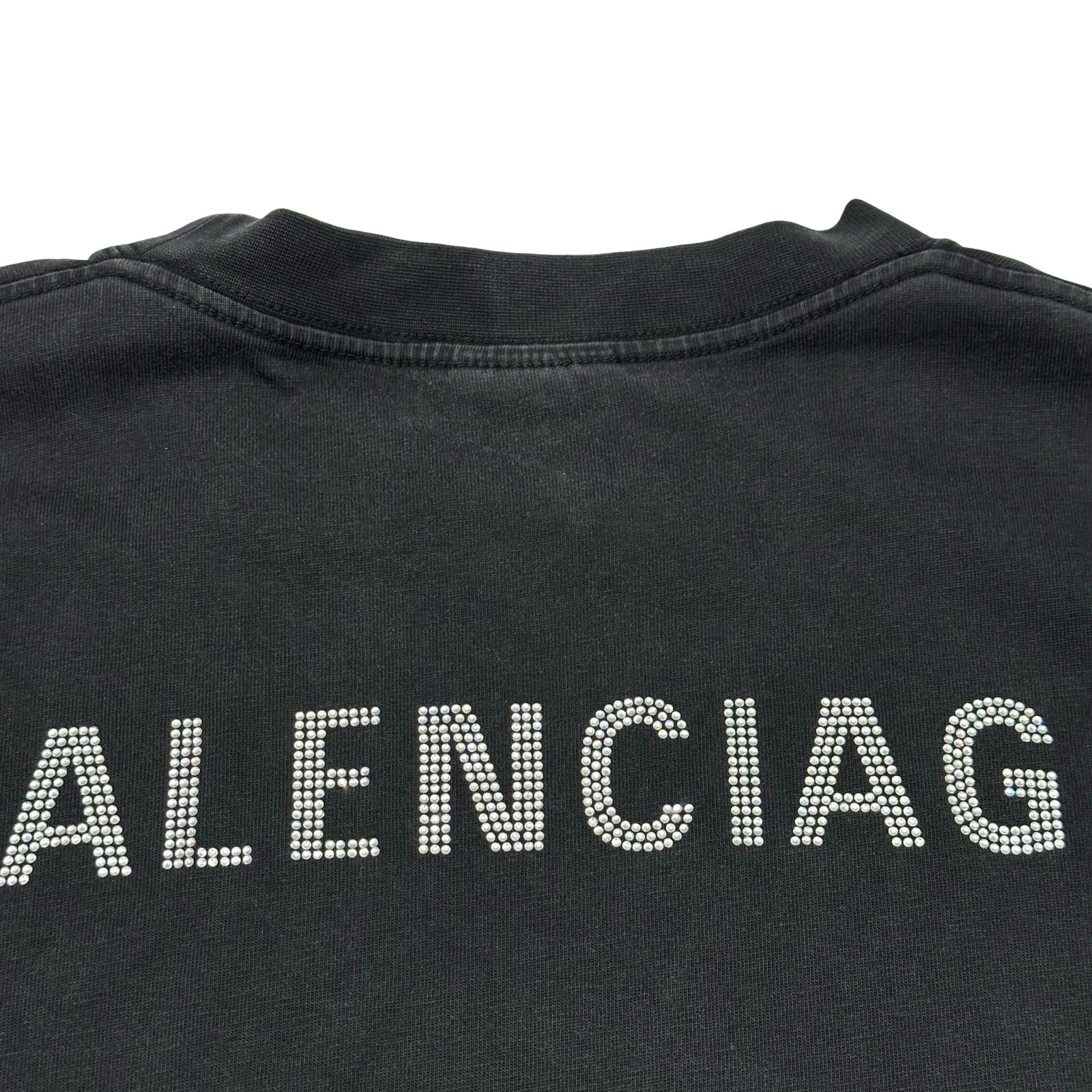 バレンシアガ BALENCIAGA ラインストーンロゴ半袖Tシャツ 641655