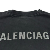 バレンシアガ BALENCIAGA ラインストーンロゴ半袖Tシャツ 641655 ブラック コットン メンズ 半袖シャツ
