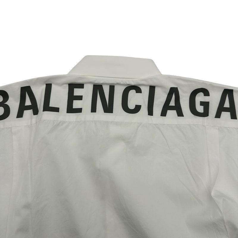 バレンシアガ BALENCIAGA バックロゴプリント長袖シャツ 556878 ホワイト コットン メンズ 長袖シャツ バレンシアガ BALENCIAGA バックロゴプリント長袖シャツ 556878