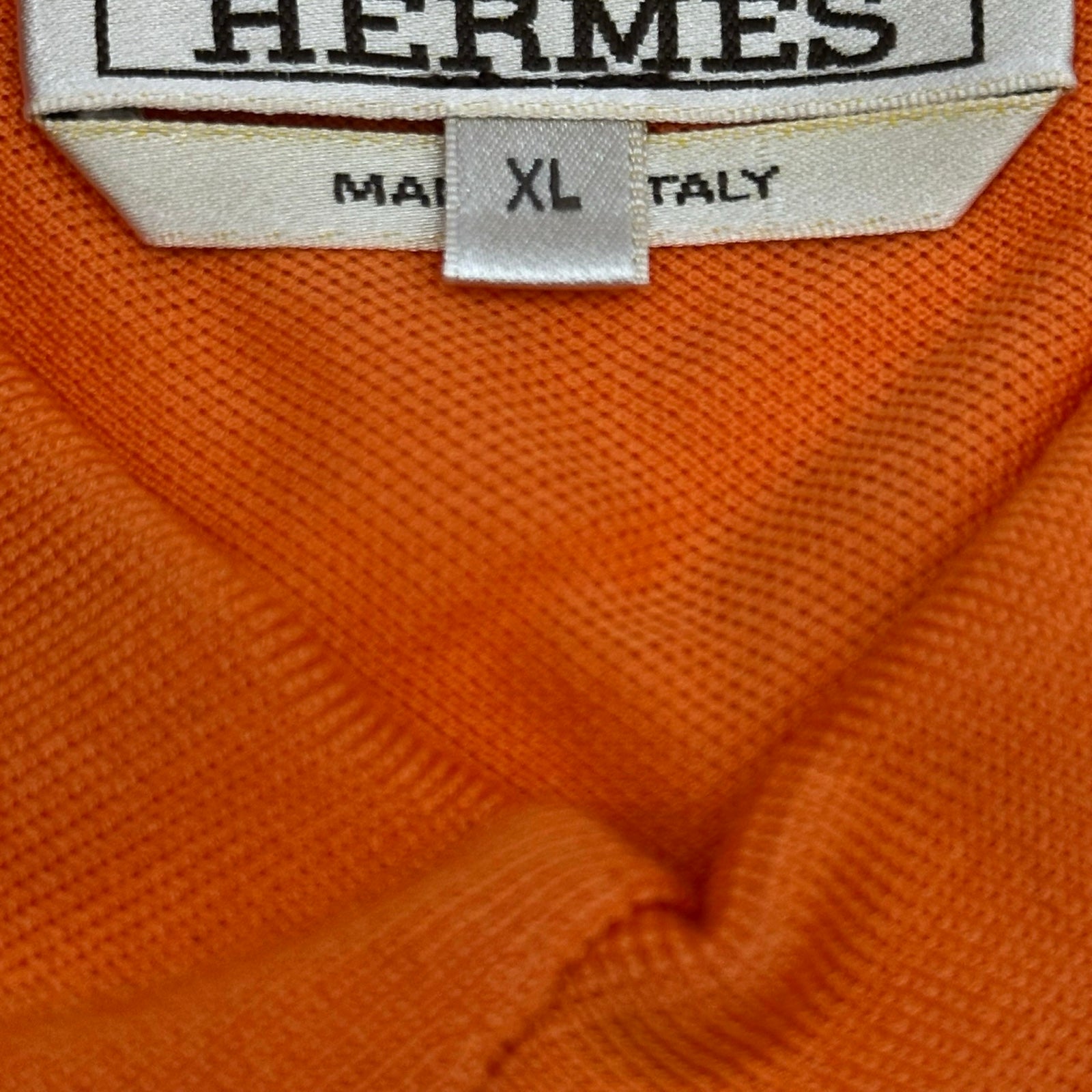 エルメス HERMES H刺繍ポケット半袖ポロシャツ オレンジ コットン