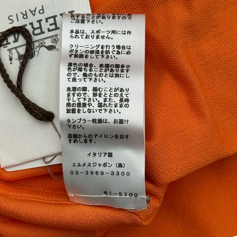 エルメス HERMES H刺繍ポケット半袖ポロシャツ オレンジ コットン