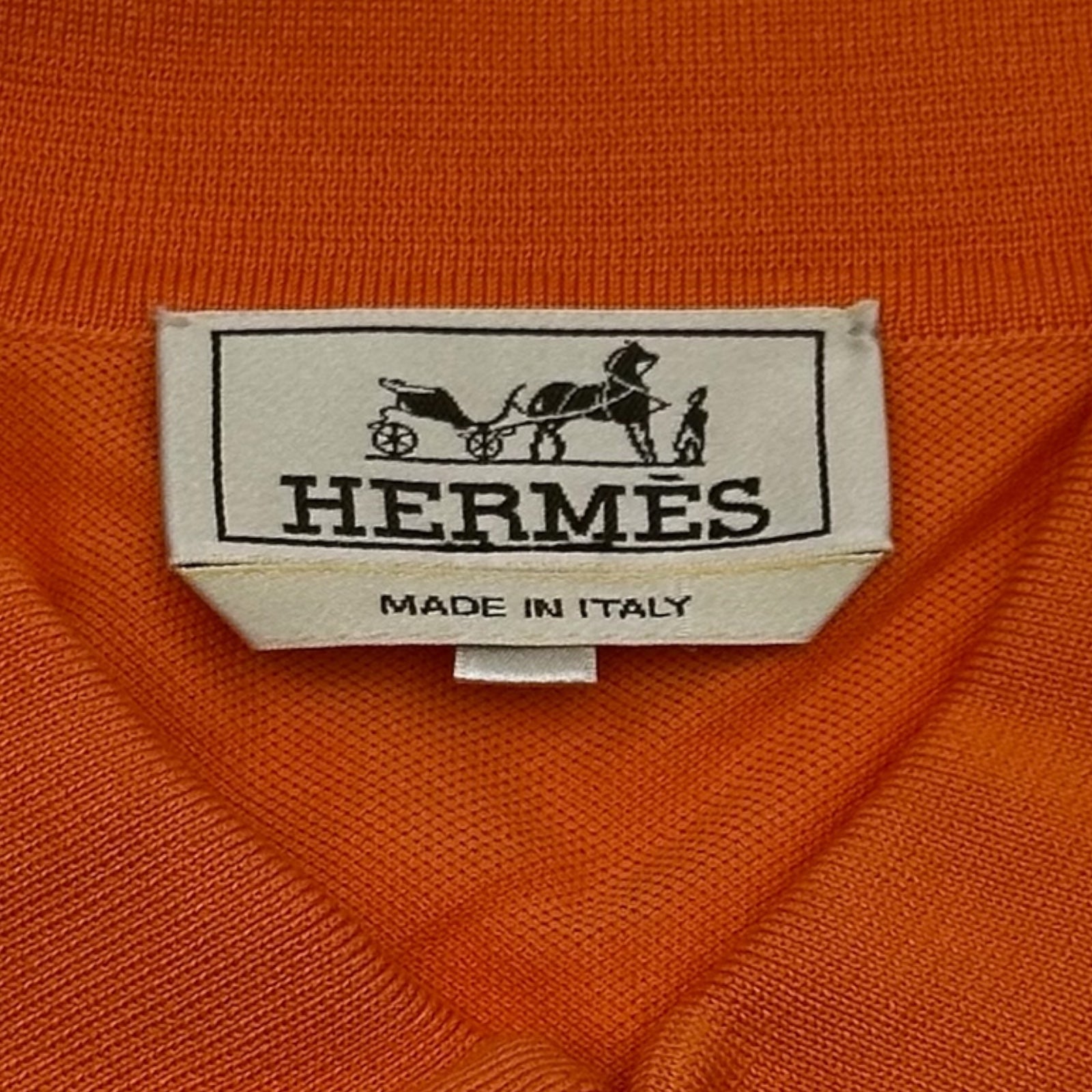 エルメス HERMES H刺繍ポケット半袖ポロシャツ オレンジ コットン